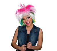 80s Multi Coloured Female Wig Pop Star Neon Ladies Fancy Dress Costume Accessory