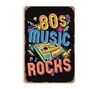 80s Music Rocks Sign Wall Decor Art Poster Vintage Metal Tin Sign for Funny Garage Bathroom Room Office Man Cave Pub Restaurant Sign Wall Decoration Gift 8x12 In