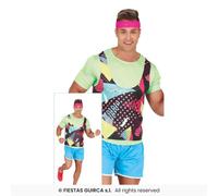 80s Neon Aztec Gymnast Mens Aerobics Fancy Dress Costume Adults M-XL