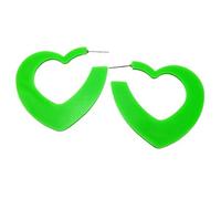80s Neon Earrings Acrylic Heart Hoop Earrings Love Heart Stud Earrings 80's Party Earrings Valentine's Day Mother's Day Jewelry Gift, M, Acrylic, No Gemstone