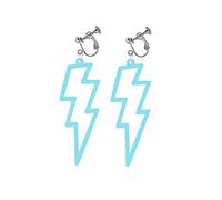 80s Neon Earrings Acrylic Hollow Lightning Bolt Clip on Earrings Non Pierced Dangle Earrings 80's Retro Party Jewelry, Zinc, No Gemstone