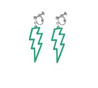 80s Neon Earrings Acrylic Hollow Lightning Bolt Clip on Earrings Non Pierced Dangle Earrings 80's Retro Party Jewelry, Zinc, No Gemstone