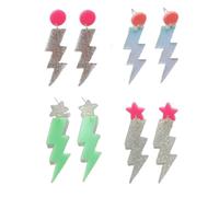 80s Neon Earrings for Women Colorful Lightning Acrylic Drop Earrings Retro Geometric Thunder Flash Lightning Drop Earrings for 80's Outfit Glow Party Accessories, metal resin, agate