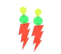 80s Neon Earrings for Women Colorful Lightning Acrylic Drop Earrings Retro Geometric Thunder Flash Lightning Drop Earrings for 80's Outfit Glow Party Accessories, metal resin, agate