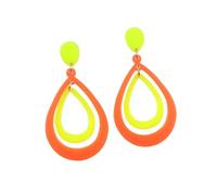 80s Neon Earrings for Women Colorful Oval Acrylic Drop Earrings Retro Neon Teardrop Resin Dangle Earring 80's Outfit Glow Party Accessories, Acrylic, No Gemstone