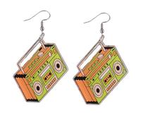 80s Neon Earrings for Women Colorful Radio Resin Dangle Earrings Lightweight Cassette Tape Acrylic Drop Earrings for 80s 70s Outfits Jewelry Accessories, Resin Acrylic, No Gemstone