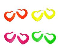 80's Neon Heart Earrings Acrylic Love Heart Dangle Earrings for Women Valentine's Day Jewelry, Acrylic, acrylic