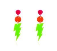 80s Neon Lightning Bolt Earrings for Women Retro Colorful Acrylic Lightning Bolt Dangles Earrings 90s Punk Rock Party Jewelry Vintage Y2K Statement Accessories, Acrylic, No Gemstone
