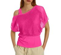 80s Neon Mesh Top for Women Fishnet T Shirts Sheer Off Shoulder Tops and Vest 2 Pieces Set Party Outfit Sexy Disco Clothes Y2K Gothic Tops Retro 90s 80s Party Costume Rave Outfits Fancy Dress Women