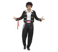 Smiffys 80s New Romantic Costume, Black with Jacket, Trousers, Mock Shirt & Headband, 1980's Fancy Dress, 1980s Dress Up Costumes