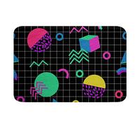 80S Outdoor Rug Memphis Pattern Old Fashion Bath Rugs,Vintage 90S Memphis Style Bath Mat Abstract Geometric Pattern Retro Entryway Rug 20"x32",Rainbow Urban Modern Circles Triangle Bath Rug