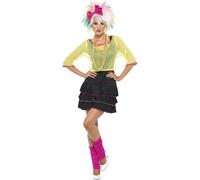 Smiffy's 80s Pop Tart Costume - Black & Yellow Top, Dress & Headband