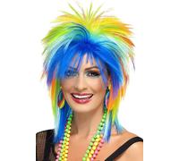Smiffys 80s Rainbow Punk Wig, Multi-Coloured , 1980's Fancy Dress, 1980s Dress Up Wigs Halloween