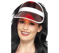 Smiffys 80s Sun Visor, Red , 1980's Fancy Dress, 1980s Dress Up Hats