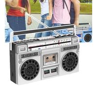 80s Retro Bluetooth Boombox, Retro Boombox CD Tape Player, Support SD/USB Input, with AM/FM Radio, 1-Click Recording/Transcription, For Family Gathering Travel Street Dance,Silver