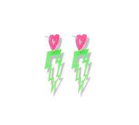 80s Retro Neon Lightning Drop Earrings Colorful Geometric Round Acrylic Dangle Earrings Thunder Flash Lightning Drop Earrings for Women Party, Acrylic, No Gemstone