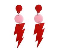 80s Retro Neon Lightning Drop Earrings Colorful Geometric Round Acrylic Dangle Earrings Thunder Flash Lightning Drop Earrings for Women Party, Acrylic, No Gemstone