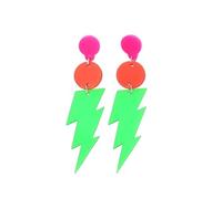 80s Retro Neon Lightning Drop Earrings Colorful Lightning Acrylic Dangle Earrings 80s 90s Neon Earrings Thunder Flash Drop Earrings Party Cosplay Accessories, Acrylic, No Gemstone