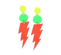 80s Retro Neon Lightning Drop Earrings Colorful Lightning Acrylic Dangle Earrings 80s 90s Neon Earrings Thunder Flash Drop Earrings Party Cosplay Accessories, Acrylic, No Gemstone