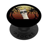 80s Retro Style Alpaca with Sunglasses Hipster Llama PopSockets Adhesive PopGrip
