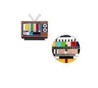 80's Retro Vintage TV Test Card Brooch Badge Television Theme Brooches Nostalgic Classic Piano-like Brooches Punk Enamel Backpack Pins Jacket Clothes Decor Craft Cool Pins Gift for Men Women