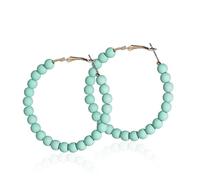 80S Round Chic Resin Beads Hoop Earrings Colorful Acrylic Circle Matte Dangle Earrings for Women Minimalist Geometric Party Jewelry, Alloy Steel, No Gemstone