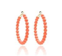 80S Round Chic Resin Beads Hoop Earrings Colorful Acrylic Circle Matte Dangle Earrings for Women Minimalist Geometric Party Jewelry, Alloy Steel, No Gemstone