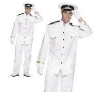Smiffys Captain Costume, White, XL - Size 46 inch-48 inch