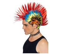 Smiffys 80s Street Punk Wig, Mohawk, Multi-Coloured, 1980's Fancy Dress, 1980s Dress Up Wigs Halloween