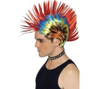 80s Street Punk Wig, Mohawk Punk Rocker Dressing Up Multicoloured Mohican