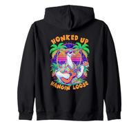 80s Style Goose Tiki Bar Pun Funny Hawaii Lover Zip Hoodie