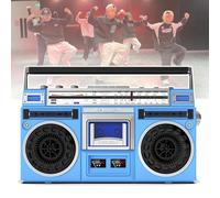 80s Style Portable Cassette Boombox, CD Tape Player AM/FM Radio with Bluetooth & Headphone Jack, USB Recording and Cassette Recorder, Transmission Distance 10M for Family Gathering Travel,Blue