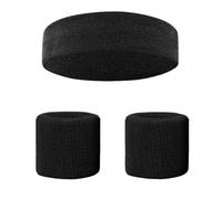 80s Sweatbands Set for Women Color War Sport Neon Costume for Men 3 Pack, Black, One size