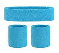 80s Sweatbands Set for Women Color War Sport Neon Costume for Men 3 Pack, Blue, One size