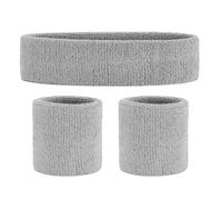 80s Sweatbands Set for Women Color War Sport Neon Costume for Men 3 Pack, Grey, One Size