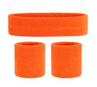 80s Sweatbands Set for Women Color War Sport Neon Costume for Men 3 Pack, Orange, One Size