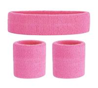 80s Sweatbands Set for Women Color War Sport Neon Costume for Men 3 Pack, Pink, One Size