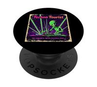 80s Techno Tourist Alien DJ Rave EDM Festival Outfit PopSockets Adhesive PopGrip