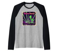 80s Techno Tourist Alien DJ Rave EDM Festival Outfit Raglan Baseball Tee