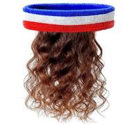 80s Tennis Headband with Brown Mullet Wig Retro Sports Fancy Dress Accessory