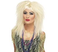 80s Trademark Crimp Wig Blonde Ladies 1980s Fancy Dress Accessory New
