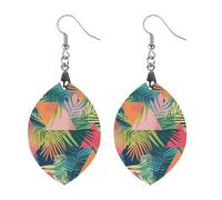 80S Triangles And Palm Trees Women's Wooden Earring Apricot Shaped Dangle Earrings Pendant Jewelry