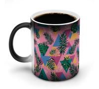 80s Triangles Tropical Leaves Funny Color Changing Mug 12 Oz Ceramic Coffee Cup