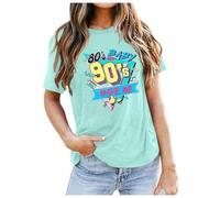 80s Tshirt Womens 90s Fancy Dress Costumes Outfits Tops Take Me Back to The 90's Letter Print Funny T-Shirts for Women UK 1980s Vintage Theme Party Gift T-Shirt Neon Festive Tees Short Sleeve Tops