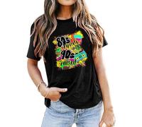 80s Tshirt Womens 90s Fancy Dress Costumes Outfits Tops Take Me Back to The 90's Letter Print Funny T-Shirts for Women UK 1980s Vintage Theme Party Gift T-Shirt Neon Festive Tees Short Sleeve Tops