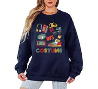 80s Vibes Retro 1980s Culture Decades Womens Sweatshirt Throwback Style Pullover Jumper M Navy Blue