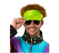 80s Visor Pub Golf Golfing Neon Visor With Hair Adults 1980s Fancy Dress Mens La