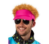 80s Visor Pub Golf Golfing Neon Visor With Hair Adults 1980s Fancy Dress Mens La