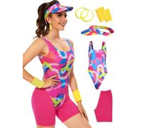 80s Workout Ken Costumes for Men Margot Robbie Movies Dress Outfit Women Leotard Halloween Cosplay Swimsuit for Couple M, Style 1, M