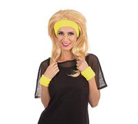 Bristol Novelty BA3323 80s Headband/Wristband Set Yellow, Women